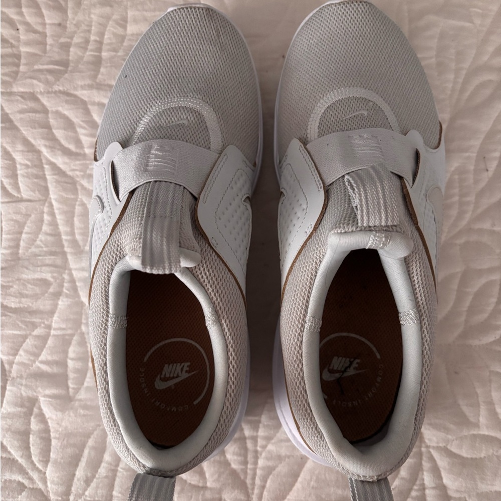 Nike Gray and White Slip-On Sneakers